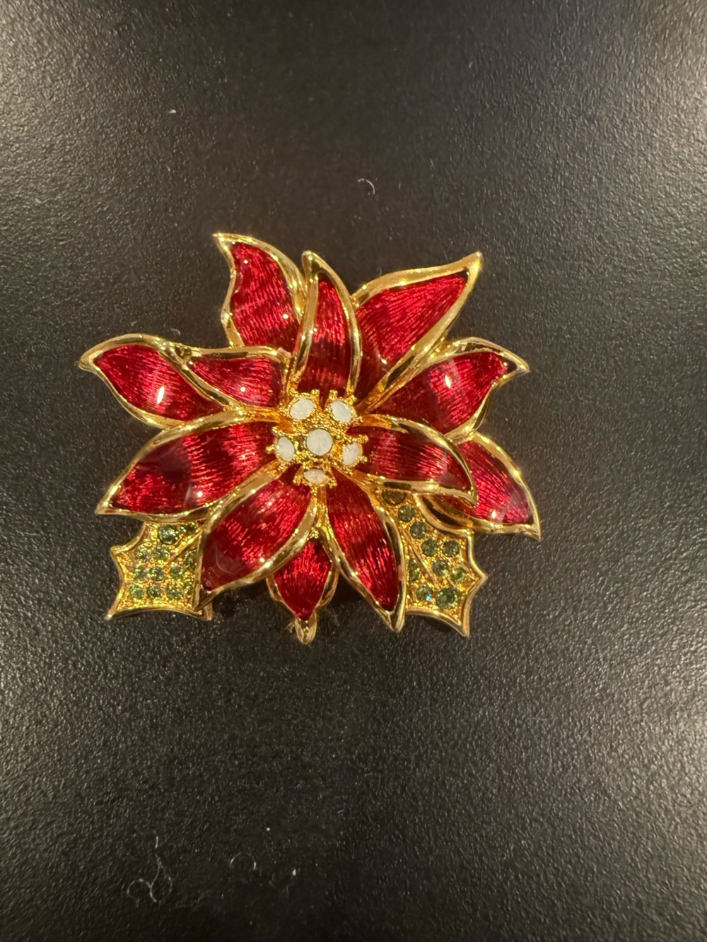 Nolan Miller Vintage Red Poinsettia Flower Brooch - Like New